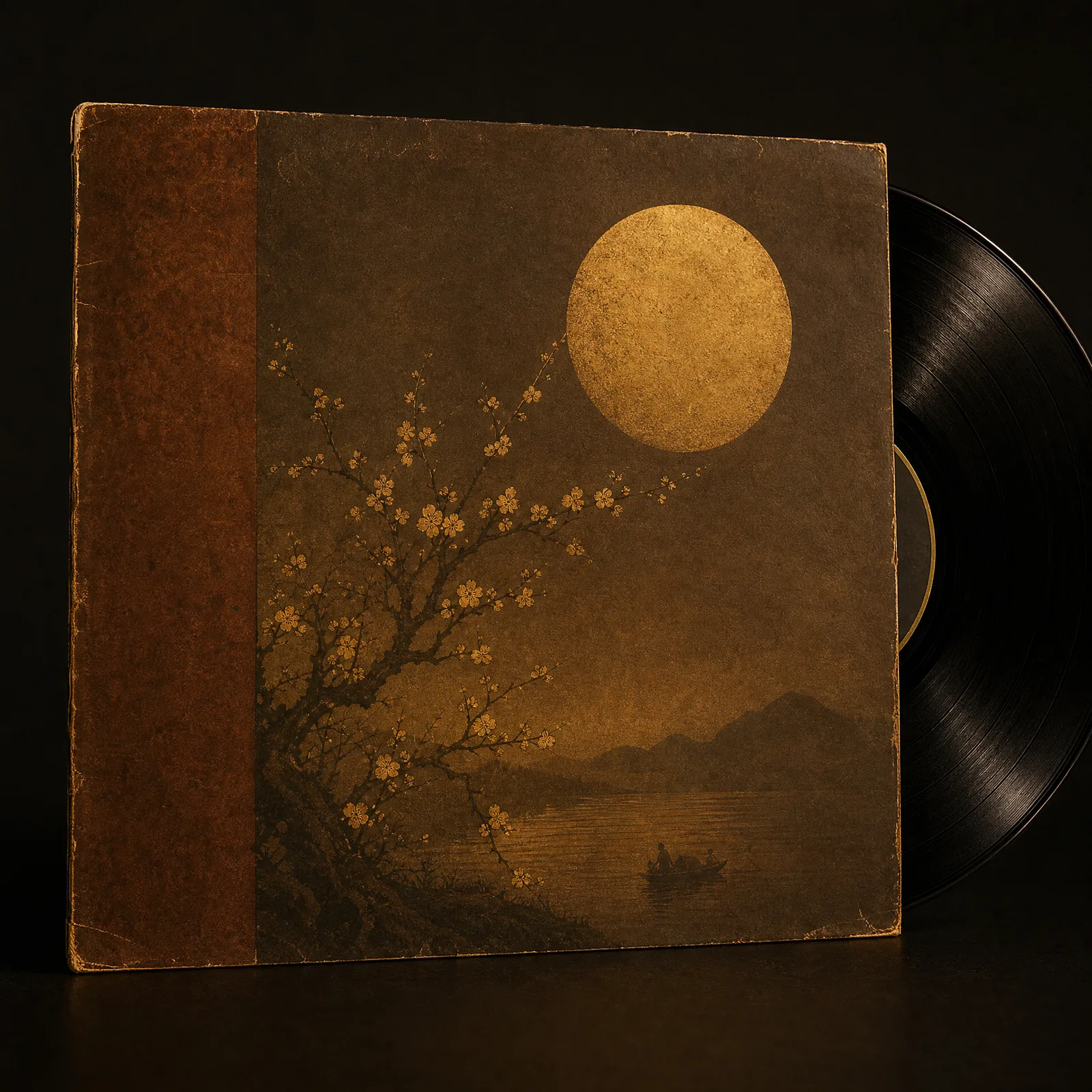 中古华语黑胶唱片封套，东方韵​味与暖色调